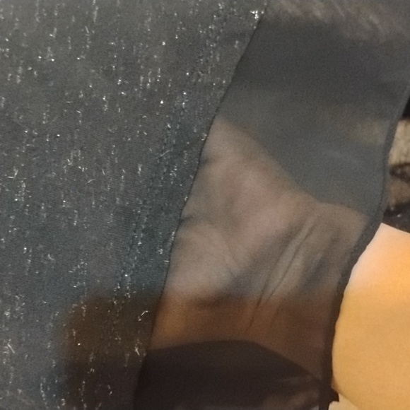 Sheer sparkle top with keyhole bow tie back and sheer panel neck and hem - Picture 6 of 8